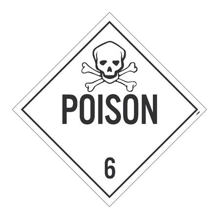 Poison 6 Dot Placard Sign, Pk10, Material: Adhesive Backed Vinyl